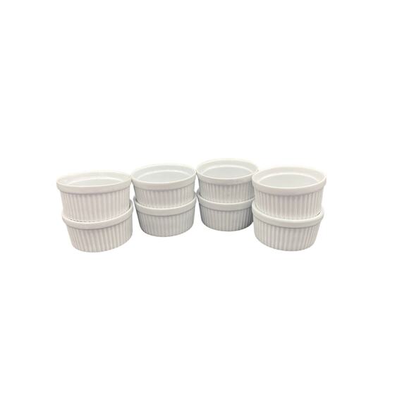 Piers 1 Other - EUC set of 8 Pier 1 Ribbed White Ramekins Souffle Bowls Dishes custard cups
